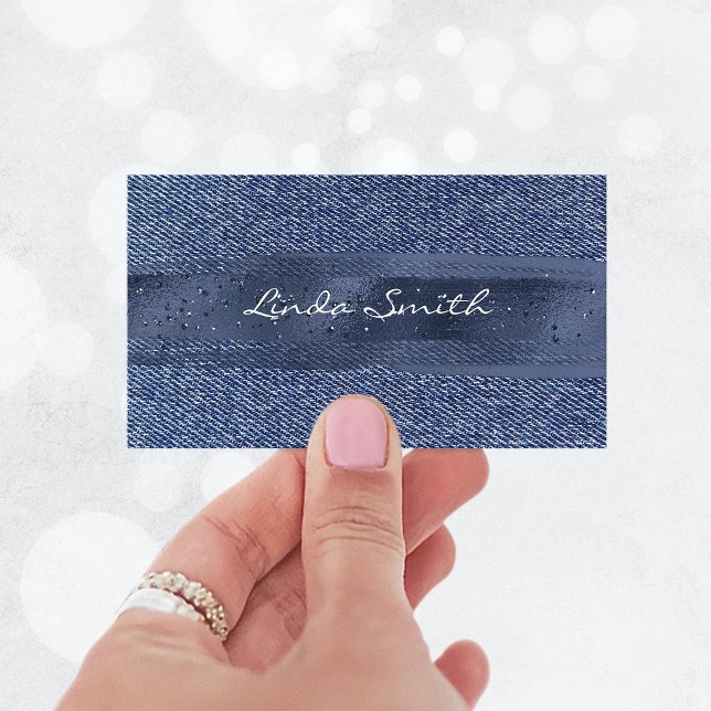 Denim Glittery Navy Brush Stroke Visitenkarte (Denim Glittery Navy Brush Stroke Business Card)