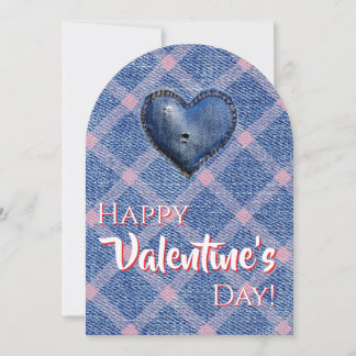 Denim Heart Valentine's Day Plaid Friendship  Einladung