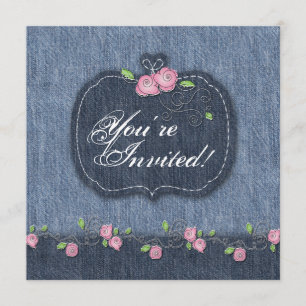 Denim in Rose Hochzeit Einladung Western