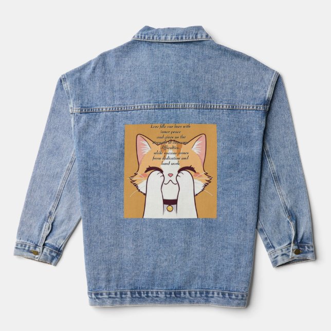 Denim-Jacke mit schönem Druck Jeansjacke (Rückseite)