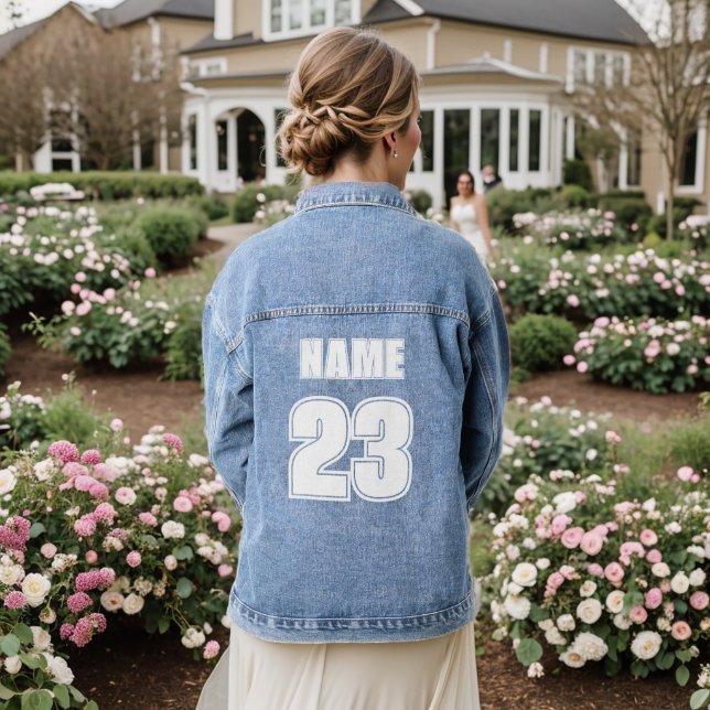 Denim Jacket ajouter votre numéro de nom - Personn (Mariage Retour)