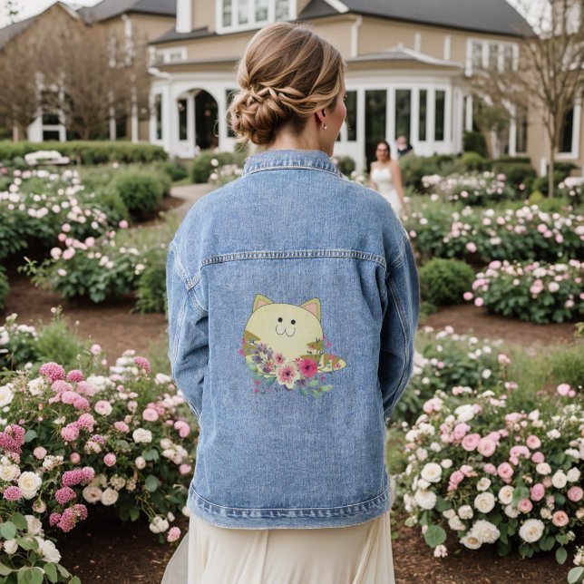 Denim Jacket Floral Cat Jeansjacke (Hochzeit Rückseite)