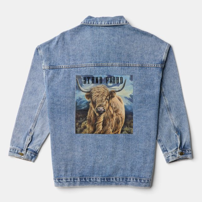 Denim Jacket mit Highland Bull Jeansjacke (Rückseite)