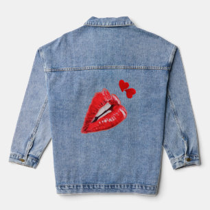 Denim Jacket mit roten Lippen Jeansjacke
