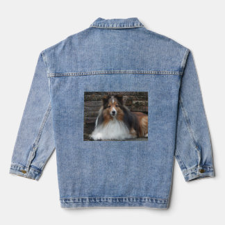 Denim Jacket mit Sheltie-Bild Jeansjacke