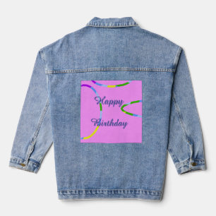 Denim Jacket Your Text or Happy Birthday on Rose