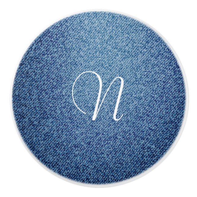 Denim Jean Look Personalisiert Custom Dresser Keramikknauf (Vorderseite)