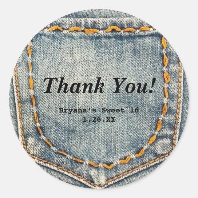 Denim Jean Stitched Pocket Custom Gevor Stickers (Vorderseite)