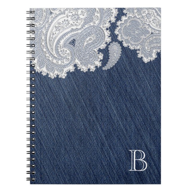 Denim Jean & White Lace Elegant Bridal Wedding Notizblock (Vorderseite)