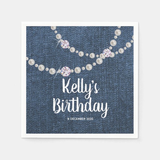 Denim, Jeans Cocktail Papier Napkins Serviette (Vorderseite)