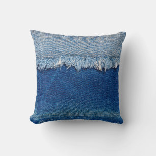 Denim Jeans Hintergrund. Denim-Rippstoff mit b Kissen