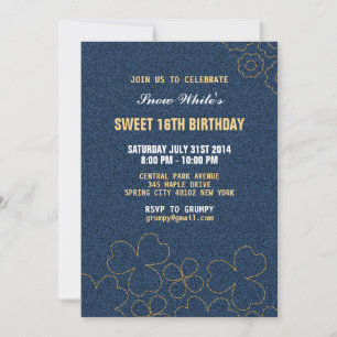 Denim Jeans Modèle Floral Anniversaire Invitation