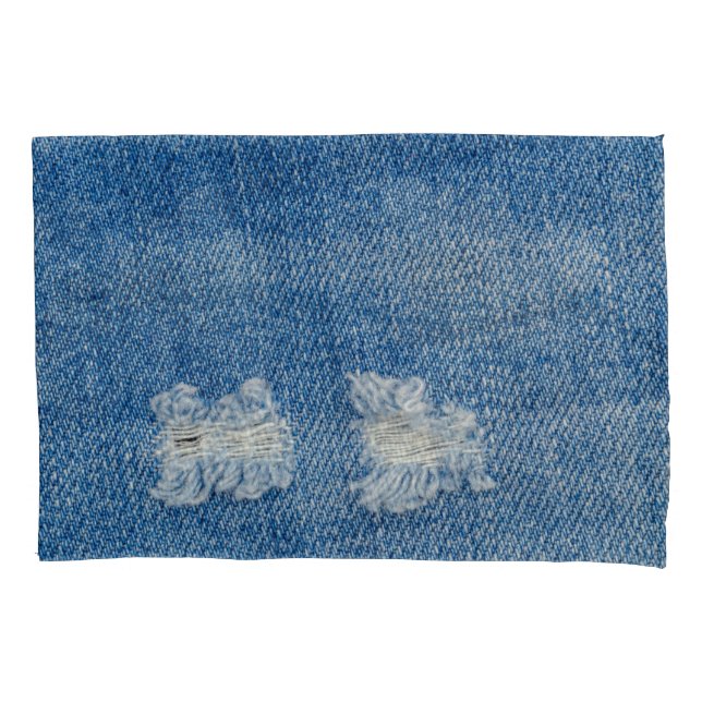 Denim Jeans Nah-up Textur gerissen. Kissenbezug (Vorderseite)