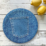 Denim Jeans Pocket Western Country Wedding Party Pappteller<br><div class="desc">Dieses Design wurde mit digitaler Kunst erstellt,  es kann personalisiert sein,  indem man die Option "Anpassen" wählt. Kontaktieren Sie mich unter colorflowcreations@gmail.com ,  wenn Sie dieses Design für ein anderes Produkt haben möchten. Sehen Sie mehr meiner Kreationen oder folgen Sie mir unter www.facebook.com/colorflowcreations,  www.instagram.com/colorflowcreations,  www.twitter.com/colorflowart und www.pinterest.com/colorflowcreations.</div>