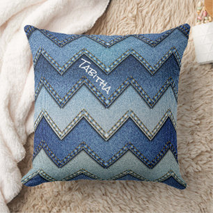 Denim-Kissen mit Chevron-Muster Kissen
