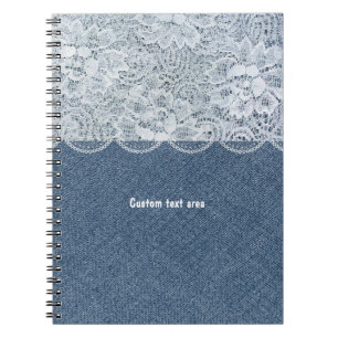 Denim & Lace Personalisiert Rustic Journal-Noteboo Notizblock