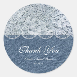 Denim & Lace Rustic Romance Shower Favor Aufkleber