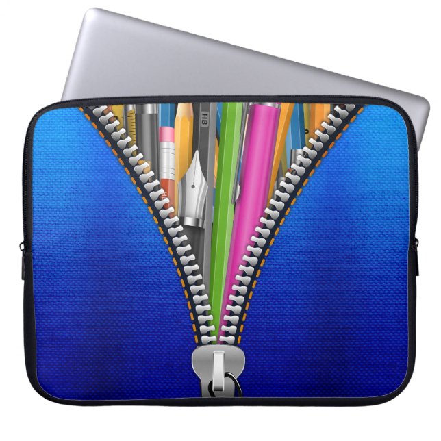 Denim Laptop Bag mit Zipper Graphic Laptopschutzhülle (Vorderseite)