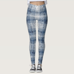 Denim Look Cracker Plaid Leggings
