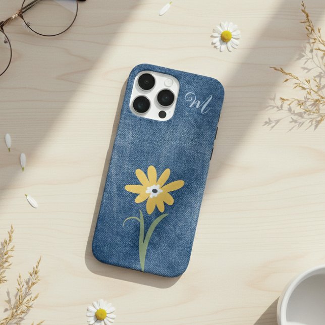 Denim Look Daisy Monogram Case-Mate iPhone Case (Von Creator hochgeladen)