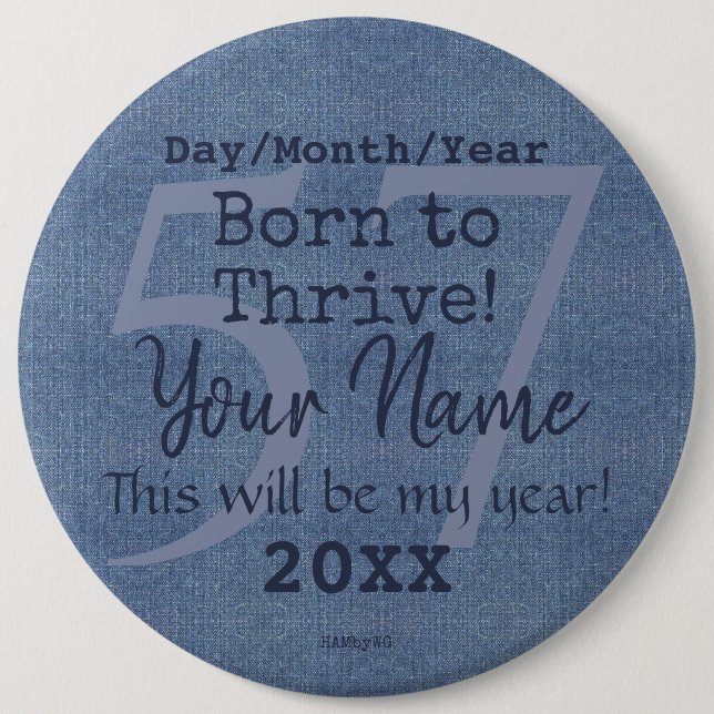 Denim Look Personalizable Button HAMbyWG (Vorderseite)