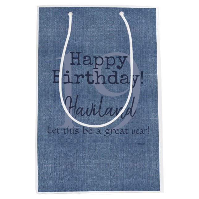 Denim Look Personalizable Geschenk HAMbyWG Mittlere Geschenktüte (Vorderseite)