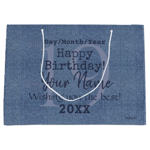 Denim Look Personalizable Geschenktasche HAMbyWG Große Geschenktüte