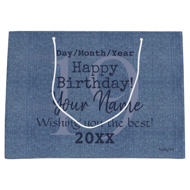 Denim Look Personalizable Geschenktasche HAMbyWG Große Geschenktüte (Vorderseite)