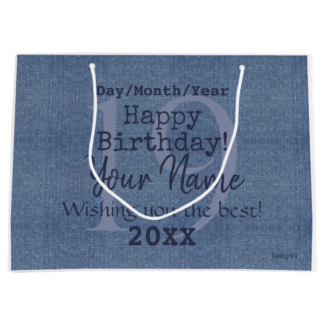 Denim Look Personalizable Geschenktasche HAMbyWG Große Geschenktüte (Vorderseite)