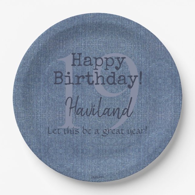 Denim Look Personalizable Papierplatte HAMbyWG Pappteller (Vorderseite)