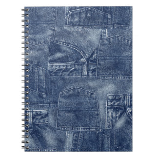 Denim Material in einem Patchwork-Taschenmuster. Notizblock