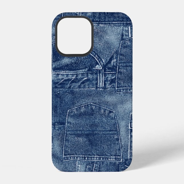 Denim-Material, iPhone 12 Hülle (Rückseite)