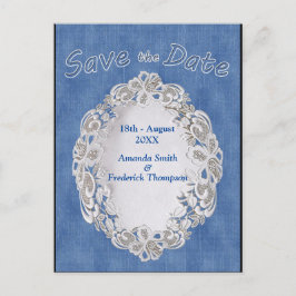 Denim mit Cream Blume Lace Ankündigungspostkarte