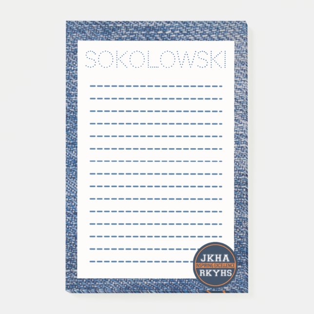 Denim Mitzvot Notes Post-it Klebezettel (Vorderseite)