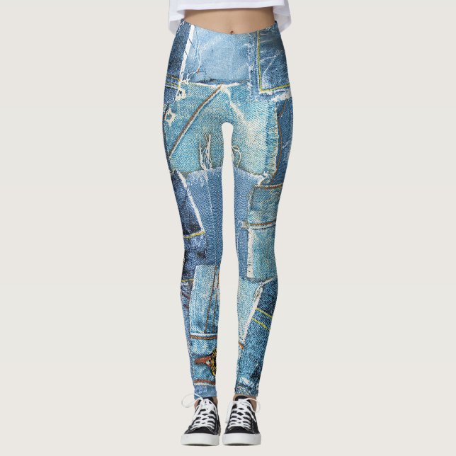 Denim-Muster Leggings (Vorderseite)