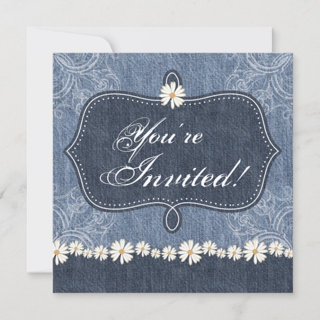 Denim n Daisies Faire-part de mariage Western (Devant)