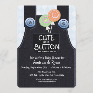 Denim Overalls als Button Niedlich Einladung
