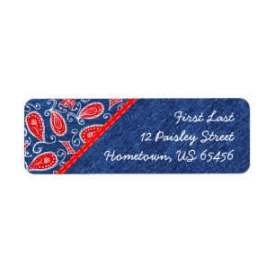 Denim-Paisley-niedliche rote weiße und blaue mit