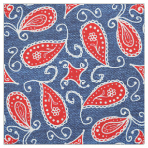 Denim-Paisley-niedliche rote weiße und blaue mit Stoff