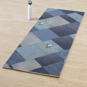 Denim Patchwork Blue Fabric Yogamatte