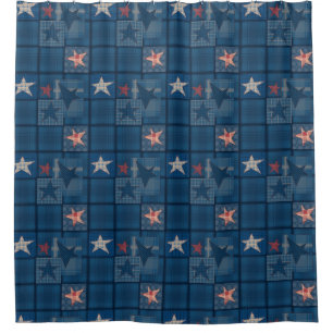Denim Patchwork Duschvorhang