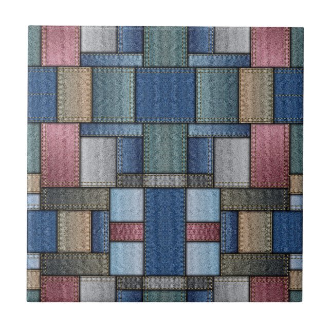 Denim Patchwork Fliese (Vorderseite)