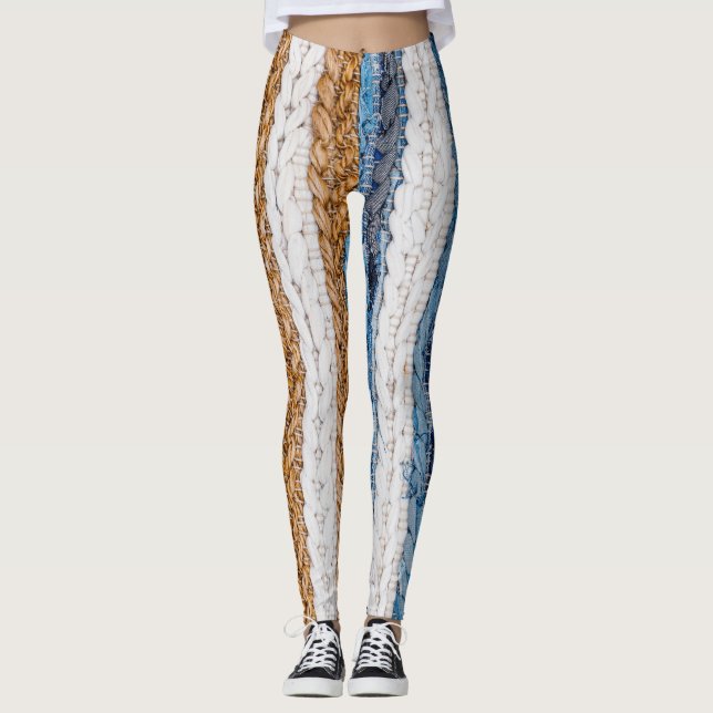 Denim Patchwork: gerecycelt Jeans Teppich. Leggings (Vorderseite)