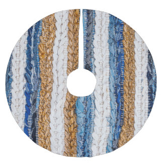 Denim Patchwork: gerecycelt Jeans Teppich. Polyester Weihnachtsbaumdecke