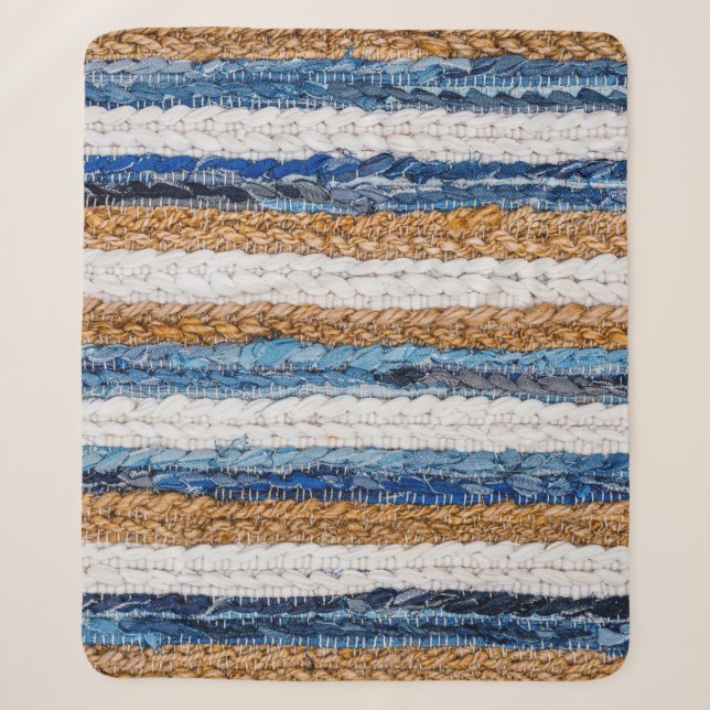 Denim Patchwork: gerecycelt Jeans Teppich. Sherpadecke (Vorderseite)