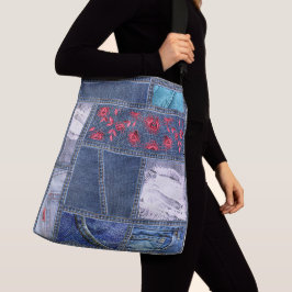 Denim Patchwork Inspiriert Tragetaschen Mit Langen Trägern