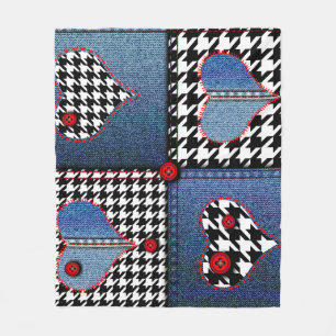 Denim Patchwork: Nahtloses Stoffmuster Fleecedecke