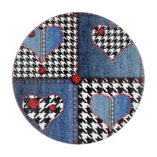 Denim Patchwork: Nahtloses Stoffmuster Schneidebrett
