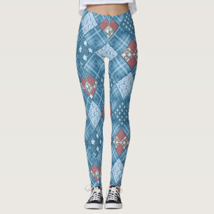 Denim Patchwork, Patchwork, Textilien, blaues Must Leggings