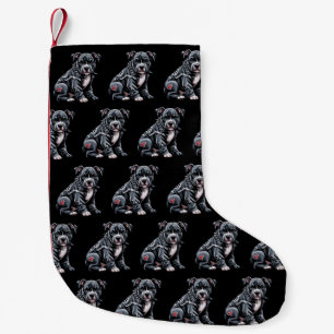 Denim-Patchwork-Pitbull-Hund edler Rocker Gothic Kleiner Weihnachtsstrumpf